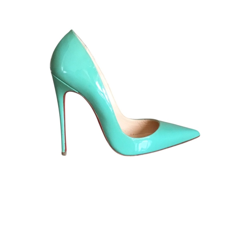 Authentic Christian Louboutin Green Patent Leather So Kate 120 Pump Heels AS IS
